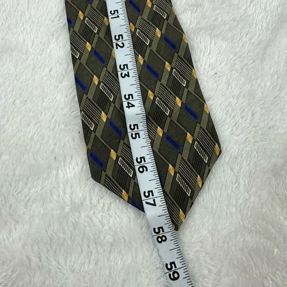 Alexander‎ Julian Colours Men's 100% Silk Neck Tie Olive Green Geometric Print